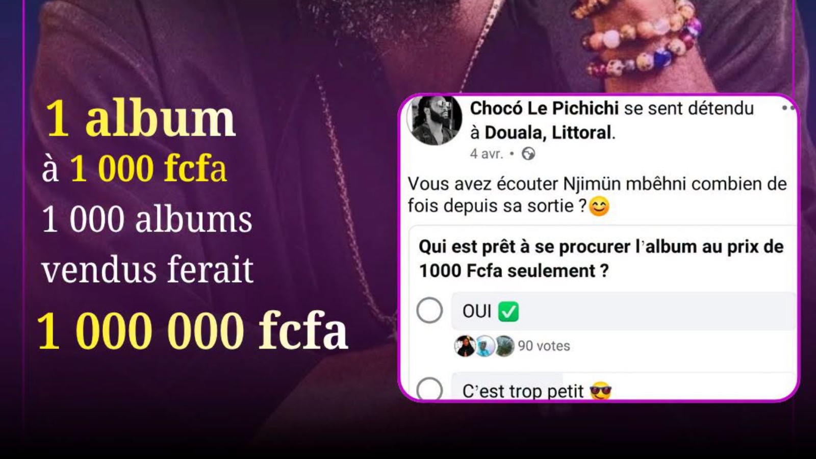 Chocó Le Pichichi propose son nouvel album à 1 000 FCFA : une initiative pour soutenir la création musicale